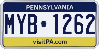 PA license plate MYB1262