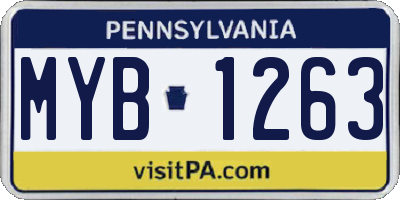 PA license plate MYB1263