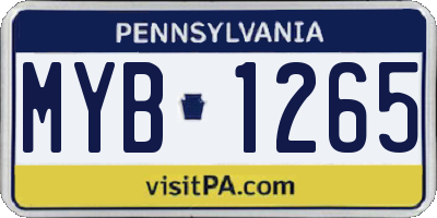 PA license plate MYB1265