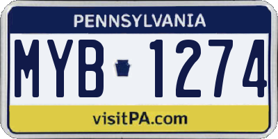PA license plate MYB1274