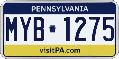 PA license plate MYB1275