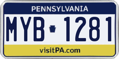 PA license plate MYB1281