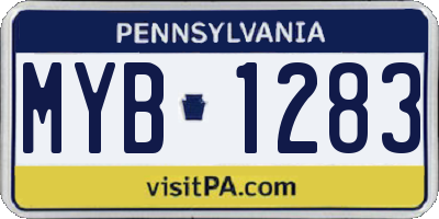 PA license plate MYB1283