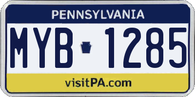PA license plate MYB1285