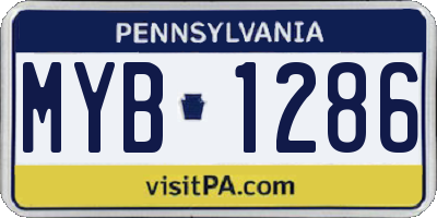 PA license plate MYB1286