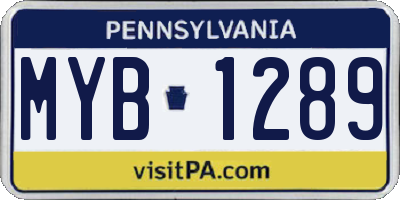 PA license plate MYB1289