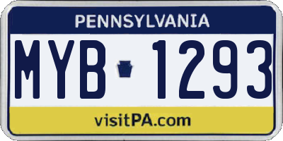 PA license plate MYB1293