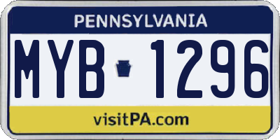 PA license plate MYB1296