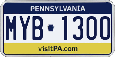 PA license plate MYB1300