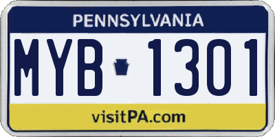 PA license plate MYB1301