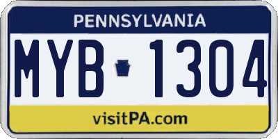 PA license plate MYB1304