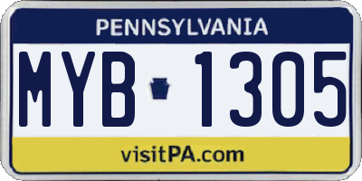 PA license plate MYB1305