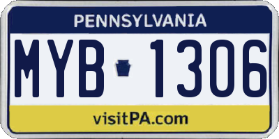 PA license plate MYB1306