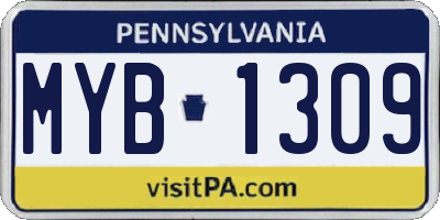 PA license plate MYB1309