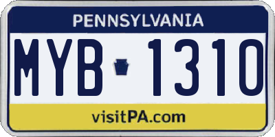 PA license plate MYB1310