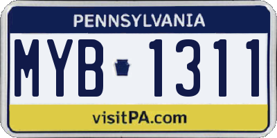 PA license plate MYB1311