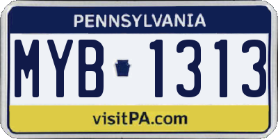 PA license plate MYB1313
