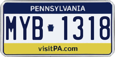 PA license plate MYB1318