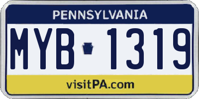 PA license plate MYB1319