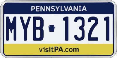 PA license plate MYB1321