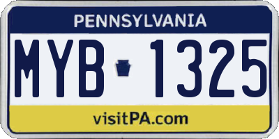PA license plate MYB1325