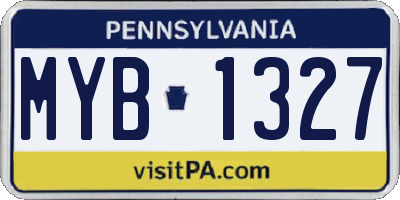 PA license plate MYB1327
