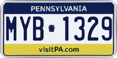 PA license plate MYB1329