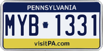 PA license plate MYB1331