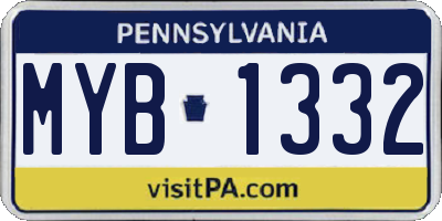 PA license plate MYB1332