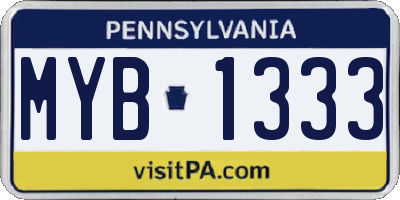 PA license plate MYB1333