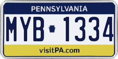 PA license plate MYB1334