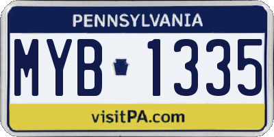 PA license plate MYB1335