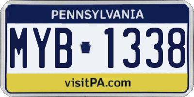 PA license plate MYB1338
