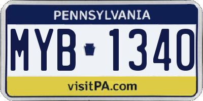 PA license plate MYB1340