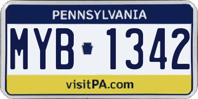 PA license plate MYB1342