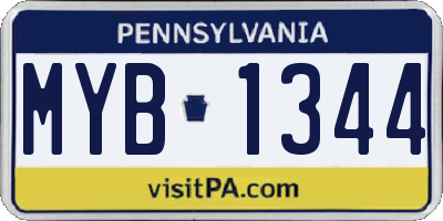 PA license plate MYB1344