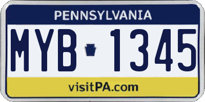 PA license plate MYB1345