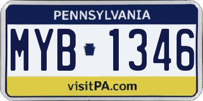 PA license plate MYB1346