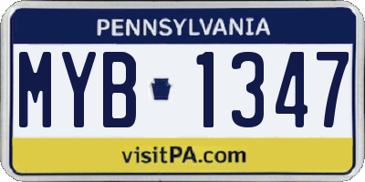 PA license plate MYB1347