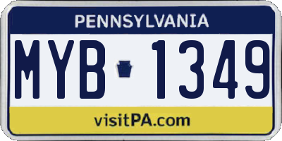 PA license plate MYB1349