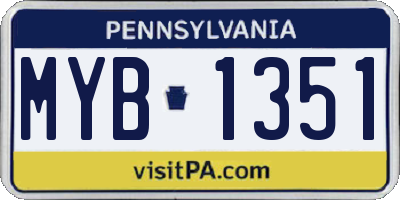 PA license plate MYB1351