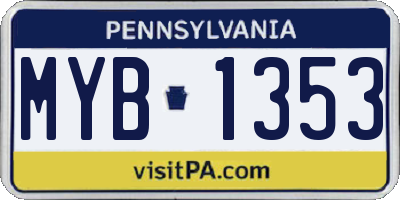 PA license plate MYB1353