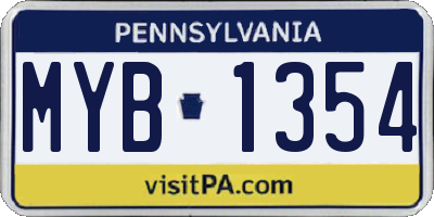 PA license plate MYB1354