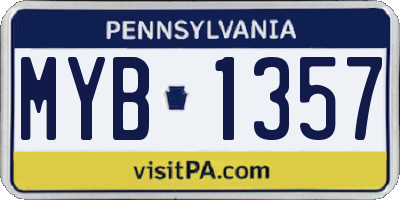 PA license plate MYB1357