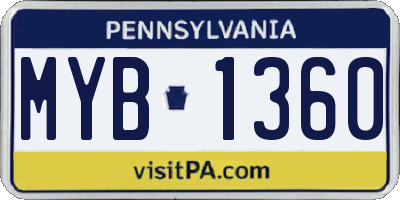 PA license plate MYB1360