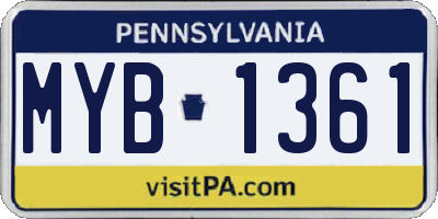 PA license plate MYB1361