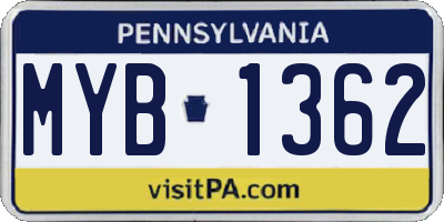 PA license plate MYB1362