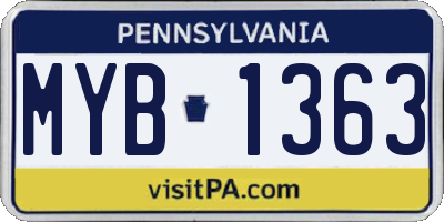 PA license plate MYB1363