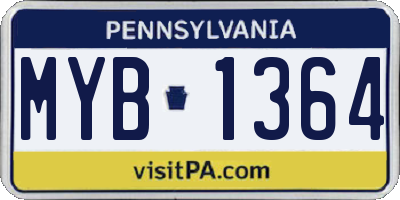 PA license plate MYB1364