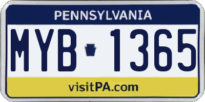 PA license plate MYB1365